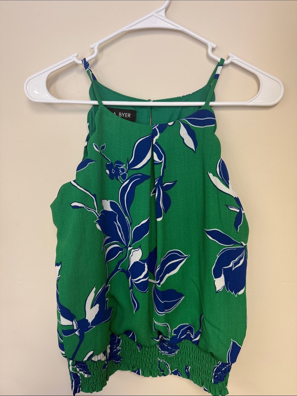 A. Byer Green Floral Halter Cami with Blue Accents